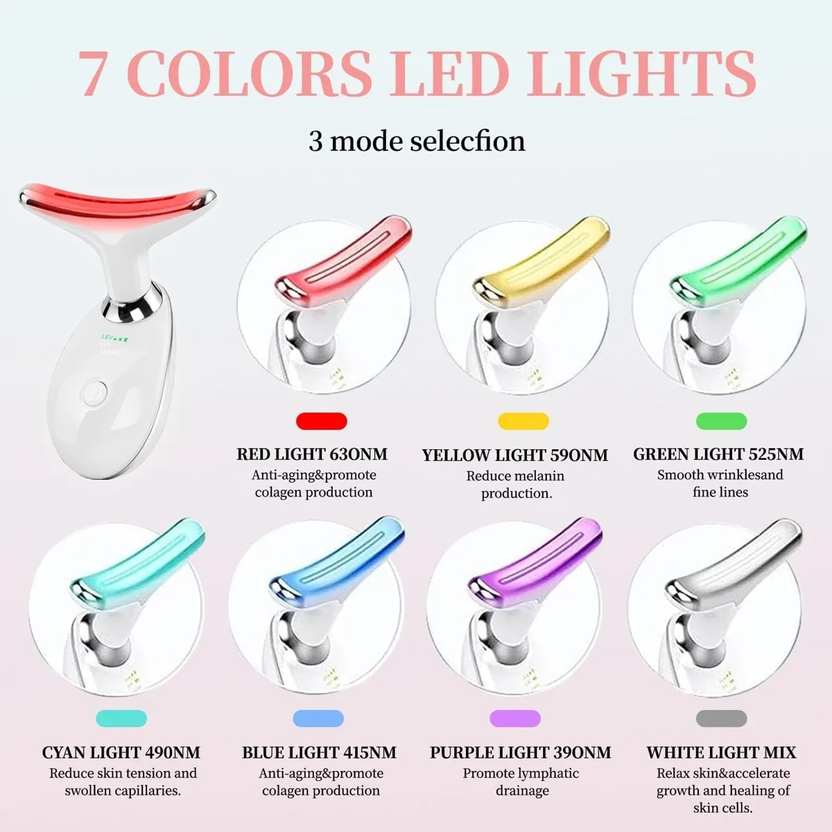 Siete colores de luz LED